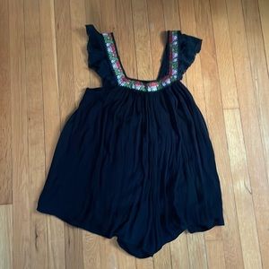 Black with floral accents romper